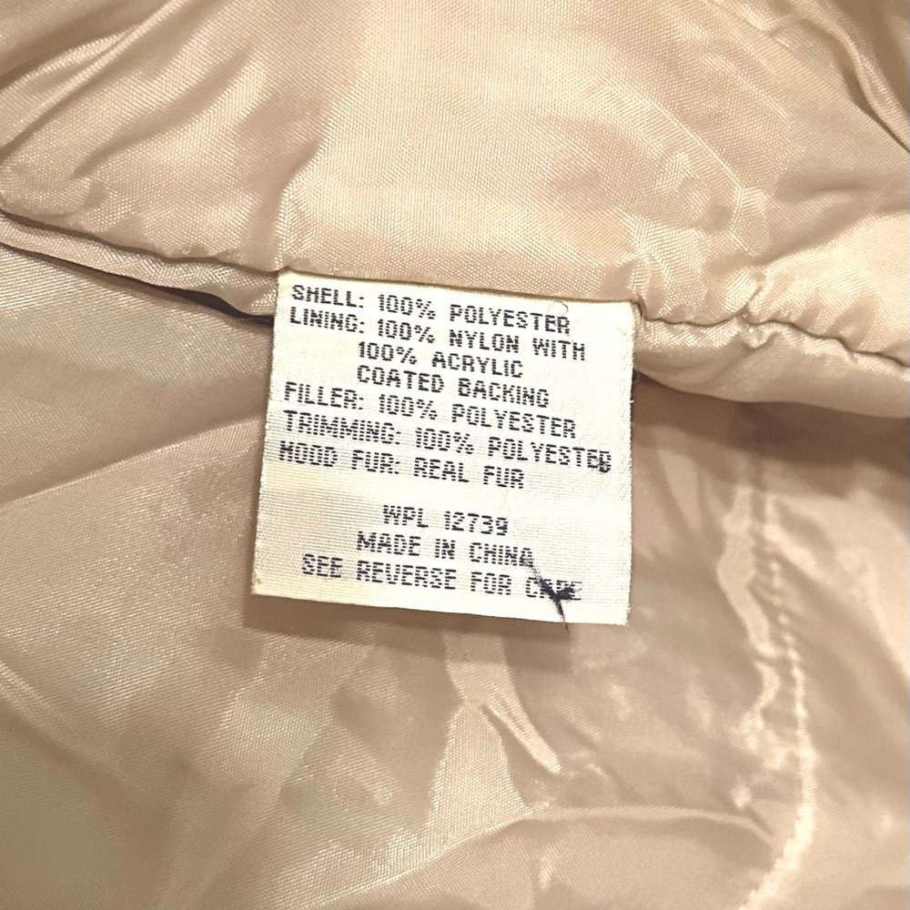 Fitz-Wright Winter Coat Jacket Parka Tan Cream Fu… - image 8